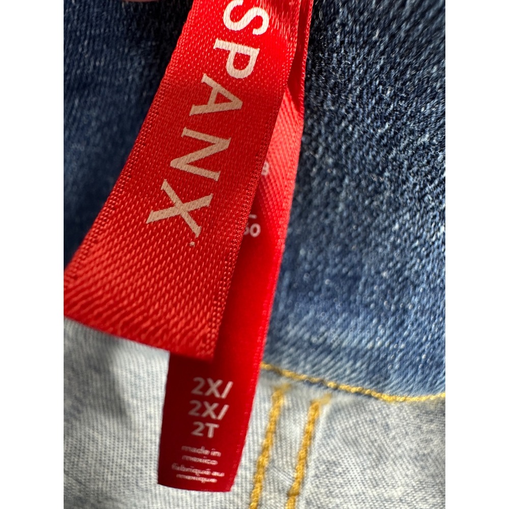 New Spanx Seamed Front Wide Leg Jeans 2X Tall Vintage Indigo Pull On Shapewear - Picture 4 of 11